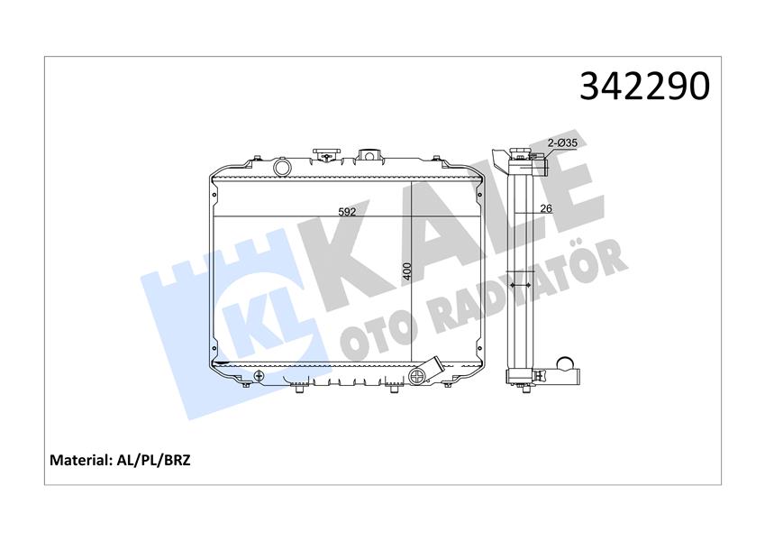 KALE OTO RADYATÖR 342290 Soğutma Sistemi Su Soğutucu & Parçaları - HYUNDAI H100 Minibüs/Otobüs (P) uyumlu