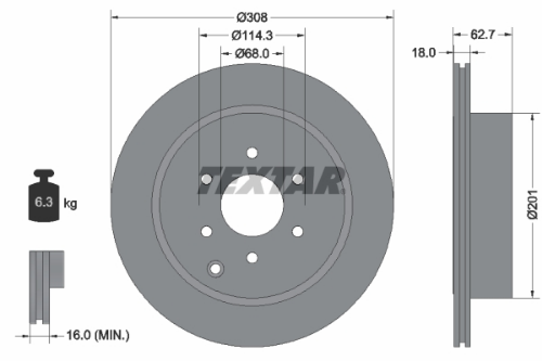 TEXTAR 92181603 Fren Sistemleri Fren Diski - NISSAN NAVARA NP300 (D40) uyumlu