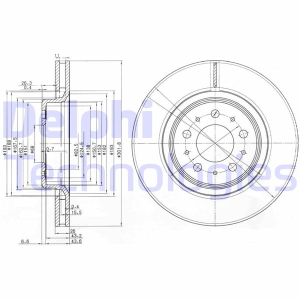 DELPHI BG3418 Fren Sistemleri Fren Diski - VOLVO 850 (854) uyumlu
