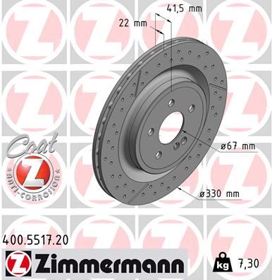 ZIMMERMANN 400.5517.20 Fren Sistemleri Fren Diski - MERCEDES-BENZ SLK (R172) uyumlu