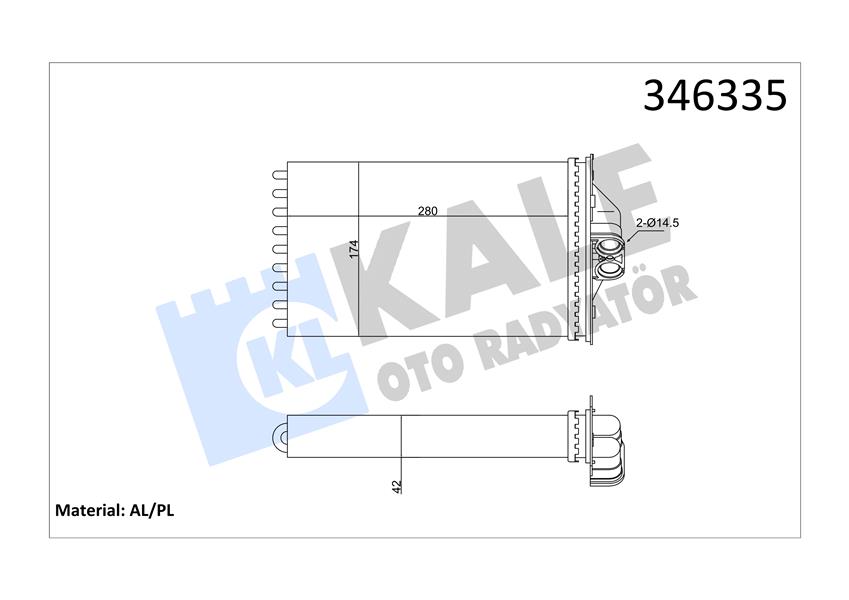 KALE OTO RADYATÖR 346335 İklimlendirme Sistemi İç Mekan Isı Değiştirici - CHRYSLER VOYAGER / GRAND VOYAGER III (GS_, NS_) uyumlu