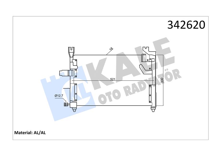 KALE OTO RADYATÖR 342620 İklimlendirme Sistemi Klima Radyatörü - KIA PRIDE Station wagon uyumlu
