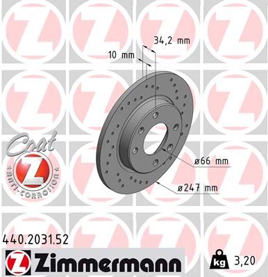 ZIMMERMANN 440.2031.52 Fren Sistemleri Fren Diski - CITROËN VISA uyumlu