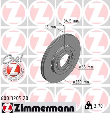 ZIMMERMANN 600.3205.20 Fren Sistemleri Fren Diski - VW POLO III (6N1) uyumlu