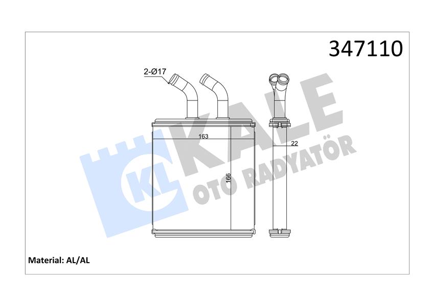 KALE OTO RADYATÖR 347110 İklimlendirme Sistemi İç Mekan Isı Değiştirici - KIA RIO I Hatchback (DC) uyumlu