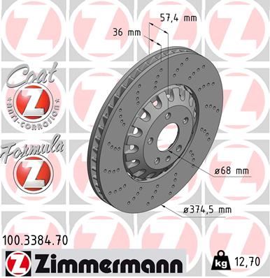 ZIMMERMANN 100.3384.70 Fren Sistemleri Fren Diski - AUDI A5 (F53, F5P) uyumlu