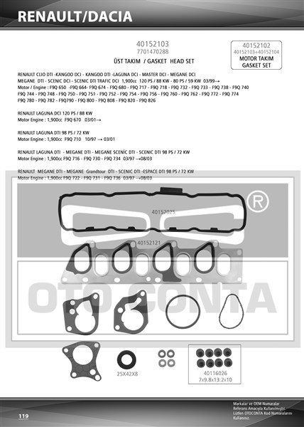 Silindir Kapak Conta Seti - OTOCONTA - 40152103