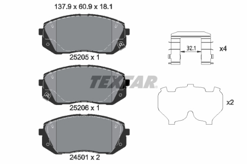 TEXTAR 2520504 Fren Sistemleri Fren Balatası - HYUNDAI TUCSON (TL, TLE) uyumlu
