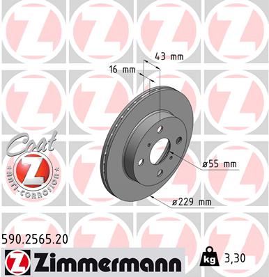 ZIMMERMANN 590.2565.20 Fren Sistemleri Fren Diski - TOYOTA STARLET (_P8_) uyumlu