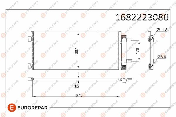 EUROREPAR 1682223080 İklimlendirme Sistemi Klima Radyatörü - OPEL ASTRA K (B16) uyumlu