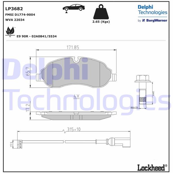 DELPHI LP3682 Fren Sistemleri Fren Balatası - FORD TRANSIT CUSTOM V362 Minibüs/Otobüs (F3) uyumlu