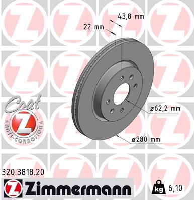ZIMMERMANN 320.3818.20 Fren Sistemleri Fren Diski - KIA STONIC (YB) uyumlu