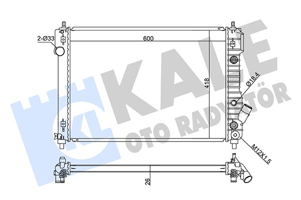 KALE OTO RADYATÖR 355100 Soğutma Sistemi Su Soğutucu & Parçaları - CHEVROLET AVEO / KALOS Sedan (T250, T255) uyumlu