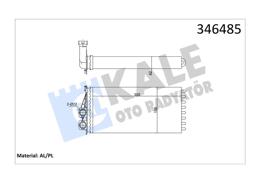 KALE OTO RADYATÖR 346485 İklimlendirme Sistemi İç Mekan Isı Değiştirici - PEUGEOT 5008 (0U_, 0E_) uyumlu