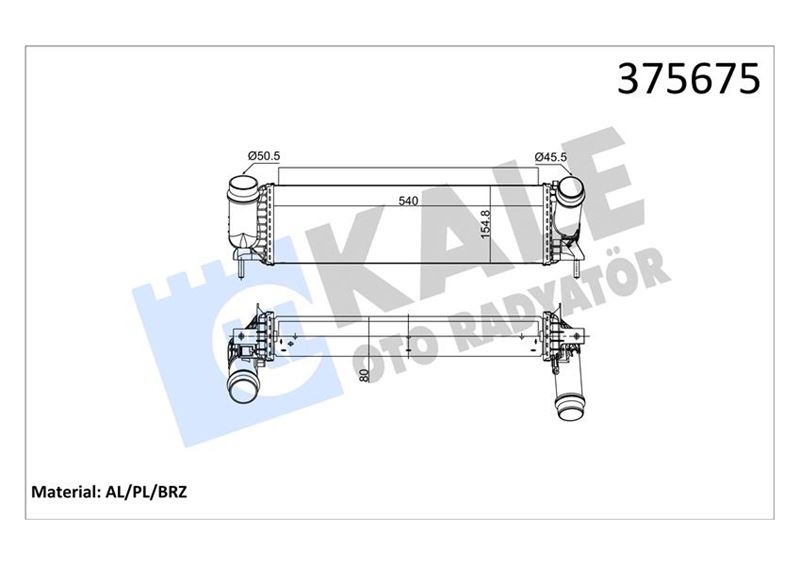 KALE OTO RADYATÖR 375675 Motor Turbo Radyatörü - NISSAN NAVARA NP300 Pick-up (D23, D23T) uyumlu