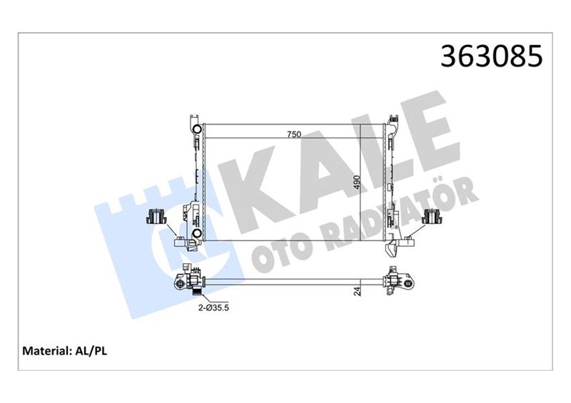 KALE OTO RADYATÖR 363085 Soğutma Sistemi Su Soğutucu & Parçaları - RENAULT TRAFIC III Panelvan/Van (FG_) uyumlu
