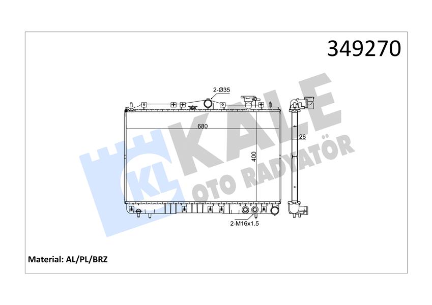 KALE OTO RADYATÖR 349270 Soğutma Sistemi Su Soğutucu & Parçaları - HYUNDAI SONATA III (Y-3) uyumlu