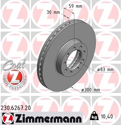 ZIMMERMANN 230.6267.20 Fren Sistemleri Fren Diski - IVECO DAILY IV Platform şasi uyumlu