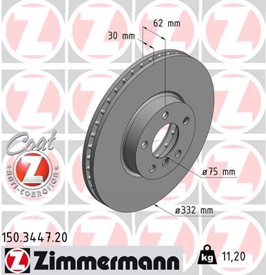 ZIMMERMANN 150.3447.20 Fren Sistemleri Fren Diski - BMW X5 (E70) uyumlu