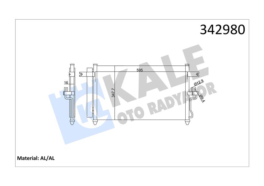 KALE OTO RADYATÖR 342980 İklimlendirme Sistemi Klima Radyatörü - HYUNDAI ACCENT II (LC) uyumlu