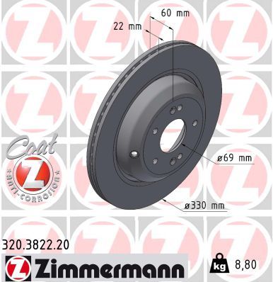 ZIMMERMANN 320.3822.20 Fren Sistemleri Fren Diski - KIA STINGER (CK) uyumlu