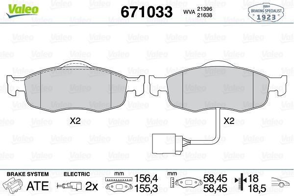 VALEO 671033 Fren Sistemleri Fren Balatası - FORD SCORPIO I (GAE, GGE) uyumlu