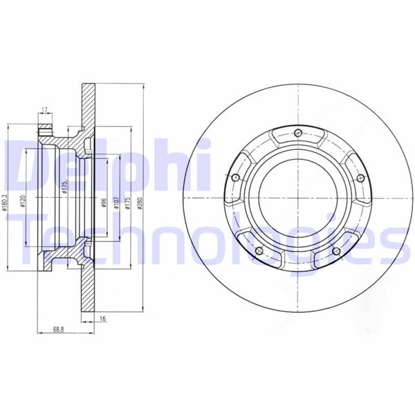 DELPHI BG4008 Fren Sistemleri Fren Diski - FORD TRANSIT Minibüs/Otobüs (FD_ _, FB_ _, FS_ _, FZ_ _, FC_ _) uyumlu