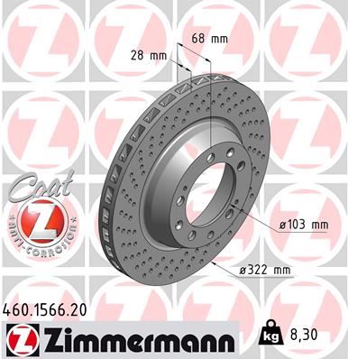 ZIMMERMANN 460.1566.20 Fren Sistemleri Fren Diski - PORSCHE 911 (993) uyumlu