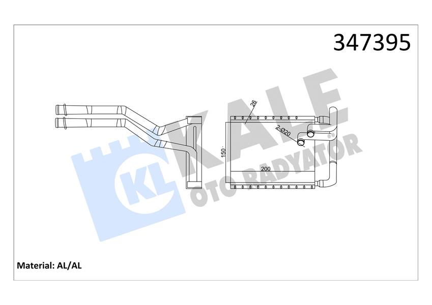 KALE OTO RADYATÖR 347395 İklimlendirme Sistemi İç Mekan Isı Değiştirici - HYUNDAI i30 (GD) uyumlu
