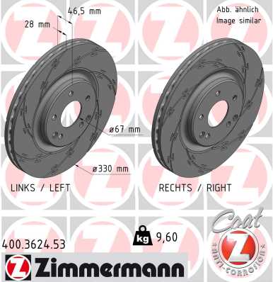 ZIMMERMANN 400.3624.53 Fren Sistemleri Fren Diski - MERCEDES-BENZ C-SERISI T-Model (S203) uyumlu