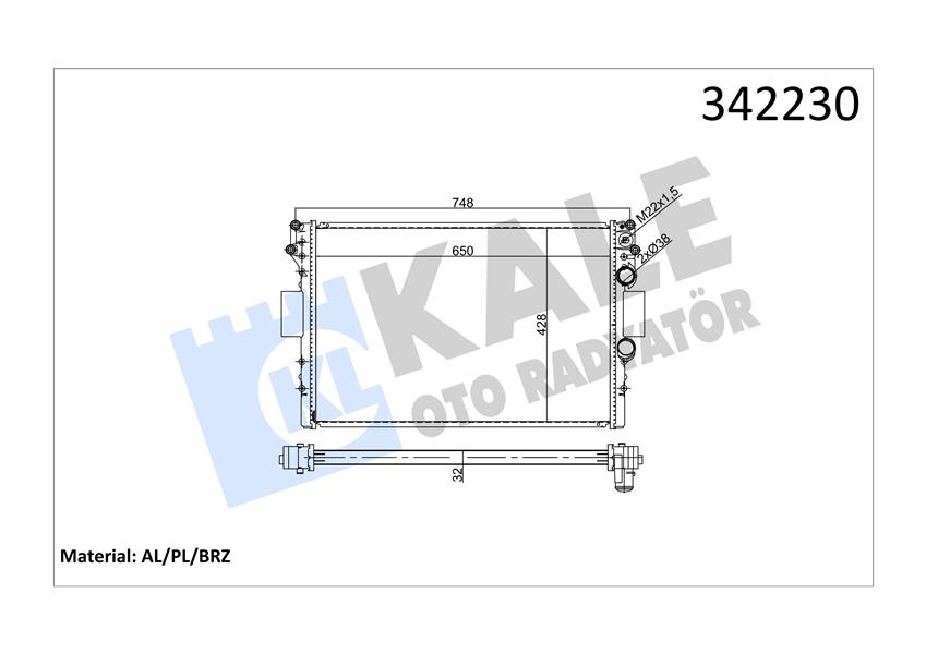 KALE OTO RADYATÖR 342230 Soğutma Sistemi Su Soğutucu & Parçaları - IVECO DAILY III Platform şasi uyumlu