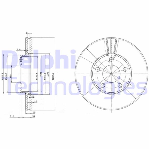 DELPHI BG3199 Fren Sistemleri Fren Diski - VW PASSAT B3/B4 Variant (3A5, 35I) uyumlu