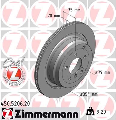 ZIMMERMANN 450.5206.20 Fren Sistemleri Fren Diski - LAND ROVER RANGE ROVER III (L322) uyumlu