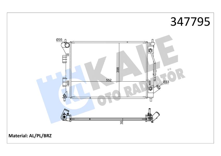 KALE OTO RADYATÖR 347795 Soğutma Sistemi Su Soğutucu & Parçaları - HYUNDAI i30 (GD) uyumlu
