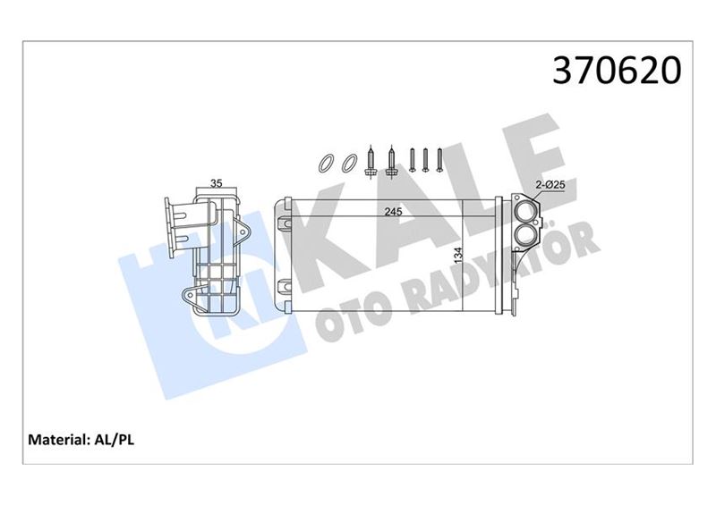 KALE OTO RADYATÖR 370620 İklimlendirme Sistemi İç Mekan Isı Değiştirici - PEUGEOT 206+ (2L_, 2M_) uyumlu