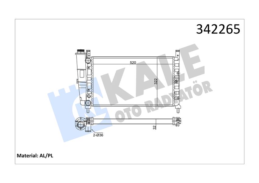 KALE OTO RADYATÖR 342265 Soğutma Sistemi Su Soğutucu & Parçaları - FIAT FIORINO Kasa/büyük limuzin (146_) uyumlu