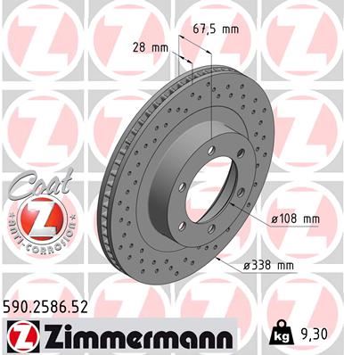 ZIMMERMANN 590.2586.52 Fren Sistemleri Fren Diski - TOYOTA LAND CRUISER PRADO (_J12_) uyumlu