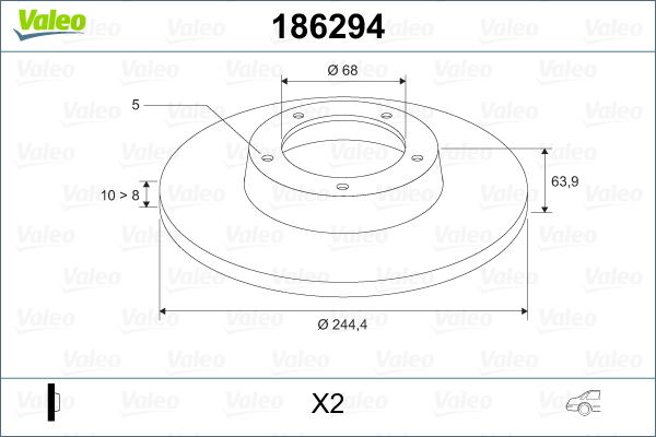 VALEO 186294 Fren Sistemleri Fren Diski - AUDI 100 C4 Sedan (4A2) uyumlu