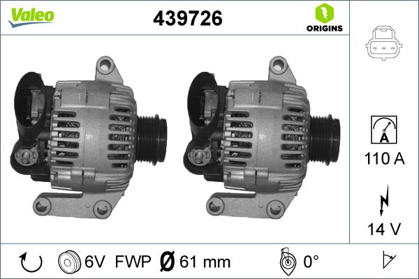 VALEO 439726 Elektrik Sistemi Alternatör - FORD MONDEO III (B5Y) uyumlu