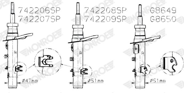 MONROE 742207SP Süspansiyon Sistemi Amortisör - PEUGEOT 2008 I (CU_) uyumlu