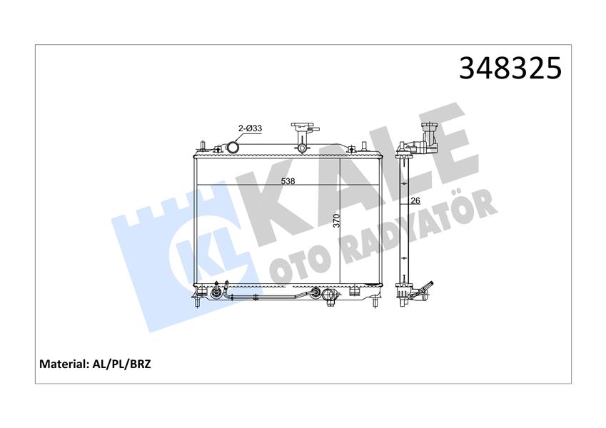 KALE OTO RADYATÖR 348325 Soğutma Sistemi Su Soğutucu & Parçaları - HYUNDAI ACCENT II (LC) uyumlu