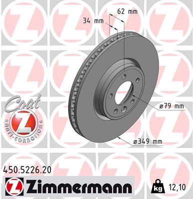 ZIMMERMANN 450.5226.20 Fren Sistemleri Fren Diski - LAND ROVER RANGE ROVER IV (L405) uyumlu