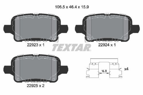 TEXTAR 2292301 Fren Sistemleri Fren Balatası - OPEL INSIGNIA B Grand Sport (Z18) uyumlu
