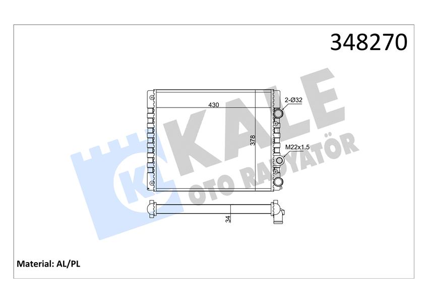 KALE OTO RADYATÖR 348270 Soğutma Sistemi Su Soğutucu & Parçaları - VW POLO III (6N1) uyumlu