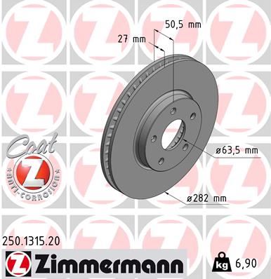 ZIMMERMANN 250.1315.20 Fren Sistemleri Fren Diski - FORD FOCUS IV (HN) uyumlu