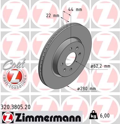 ZIMMERMANN 320.3805.20 Fren Sistemleri Fren Diski - KIA RIO III (UB) uyumlu