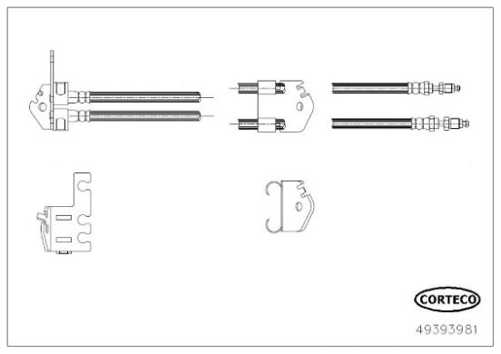 CORTECO 49393981 Fren Sistemleri Fren Hortumları - FORD TRANSIT Minibüs/Otobüs (FD_ _, FB_ _, FS_ _, FZ_ _, FC_ _) uyumlu