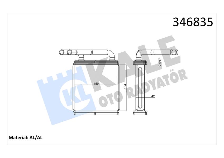KALE OTO RADYATÖR 346835 İklimlendirme Sistemi İç Mekan Isı Değiştirici - HYUNDAI H100 Minibüs/Otobüs (P) uyumlu