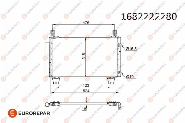 EUROREPAR 1682222280 İklimlendirme Sistemi Klima Radyatörü - TOYOTA YARIS (_P9_) uyumlu