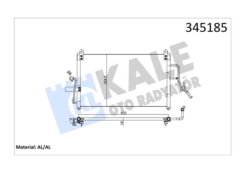 KALE OTO RADYATÖR 345185 İklimlendirme Sistemi Klima Radyatörü - DAEWOO NUBIRA (J100) uyumlu